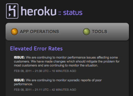 Heroku Status for February 8, 2011